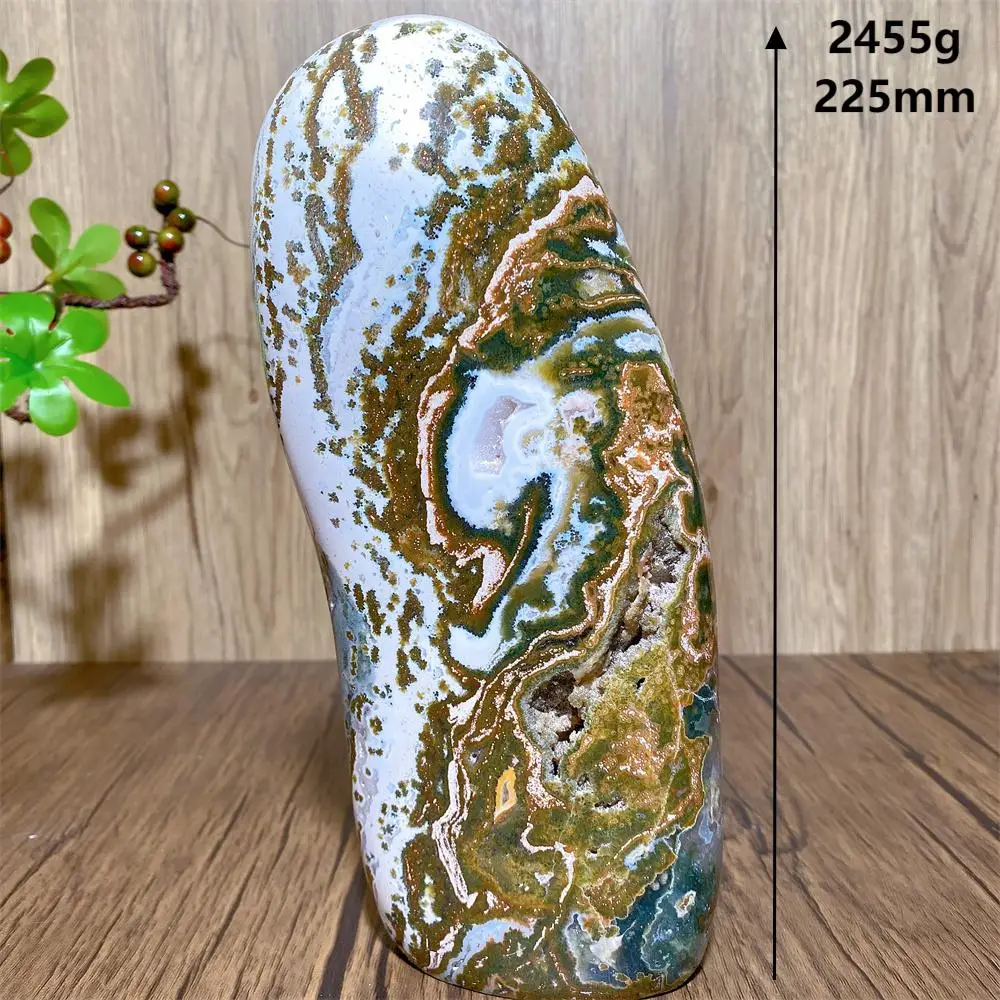 Natural Big Gemstone Marine Ocean Jasper Free-Form Ornaments Mineral Quartz Reiki Spiritual Therapy Lucky Energy Home Decoration