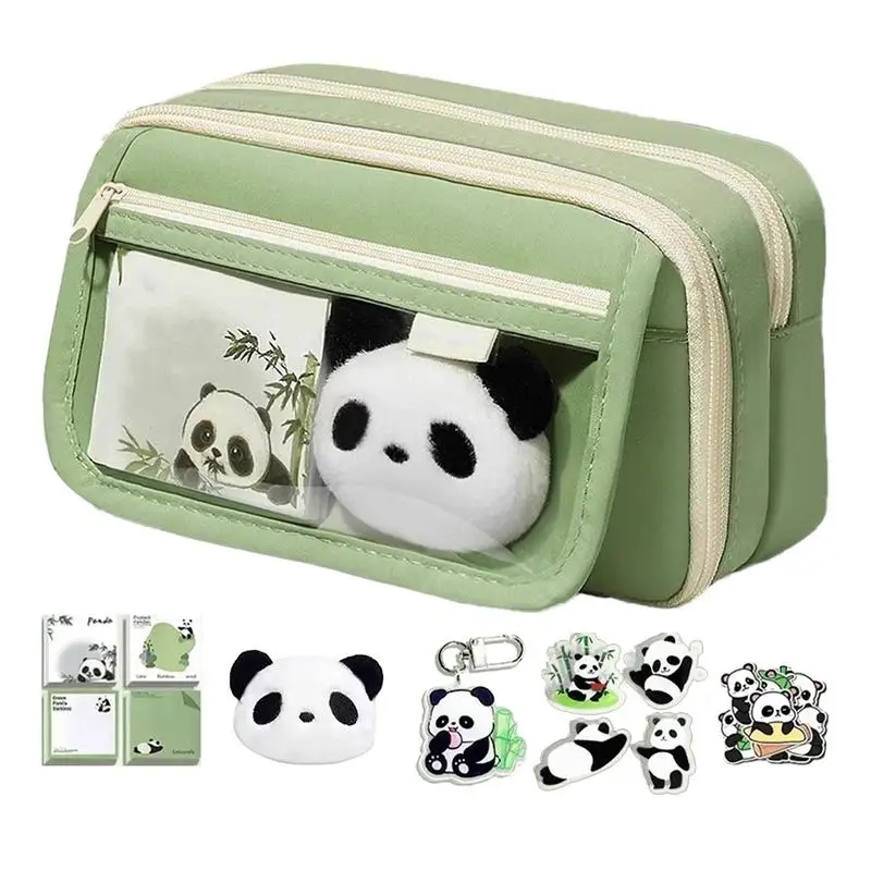 panda estojo panda com ziper para canetas e lapis estojo bonito material escolar artigos de papelaria 01