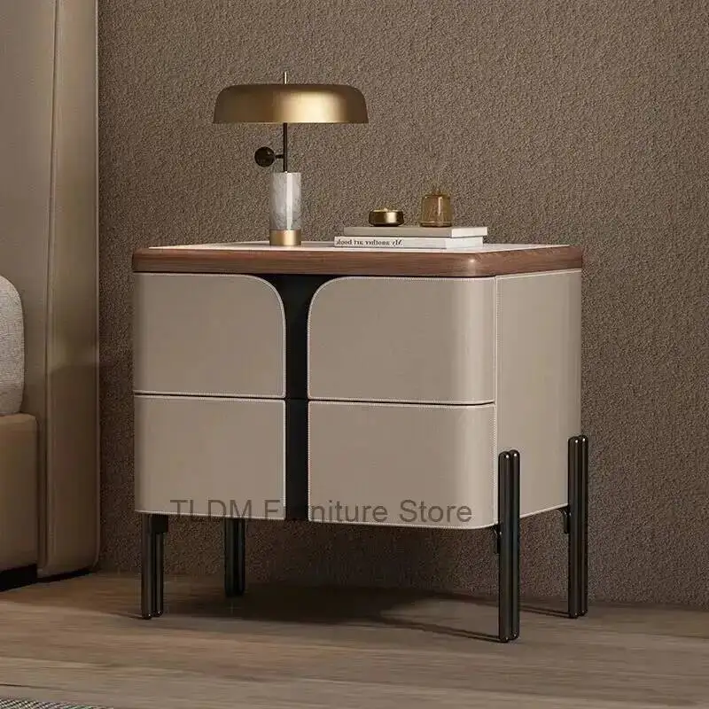Design Trendy Bedside Table Italian Style Modern Simple Nightstands Luxury Aesthetic Elegant Mesita De Noche Bedroom Furniture