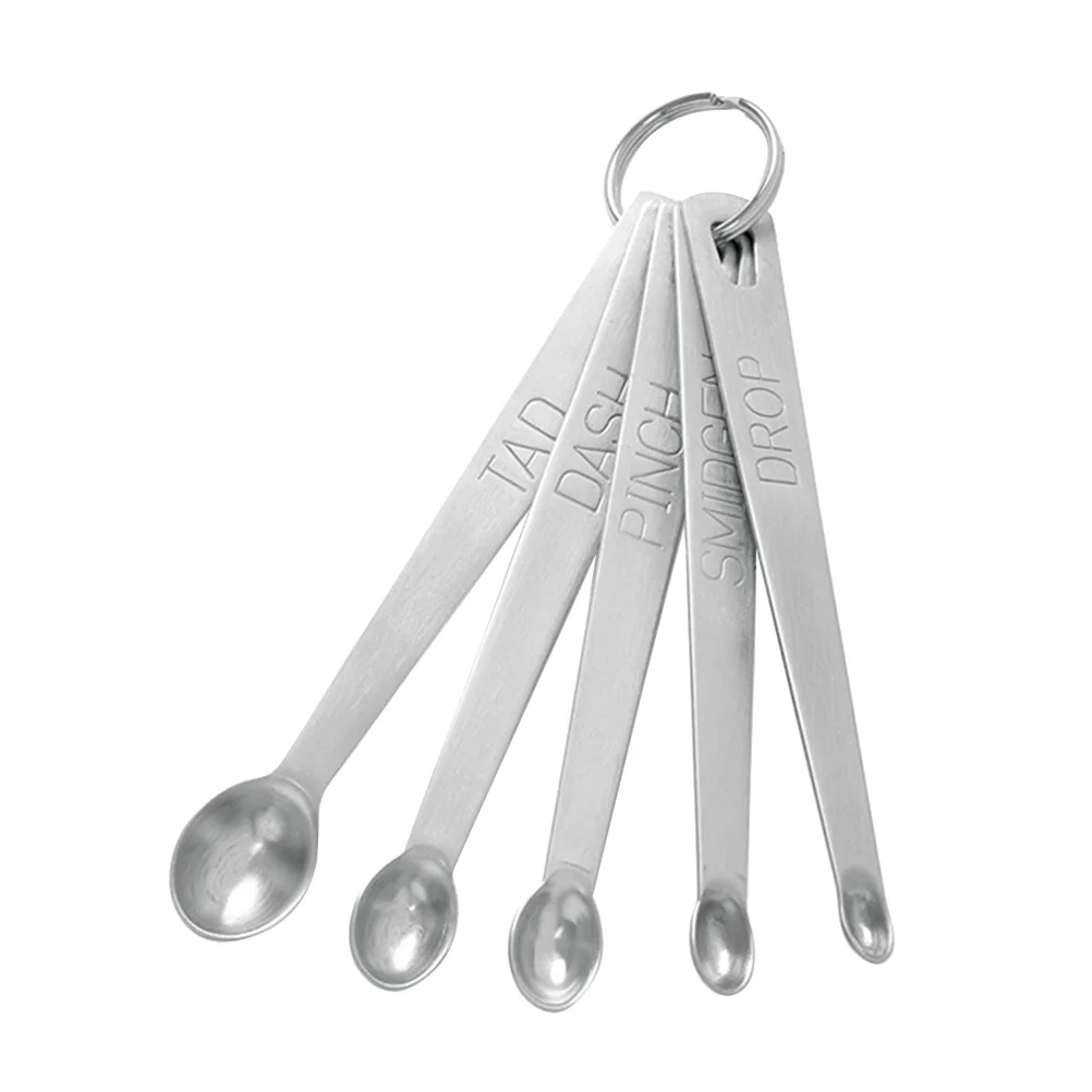 

5pcs Measuring Spoon Set Stainless Steel Kitchen Baking Tools Engraved Markings Stackable SpaceSaving Design
