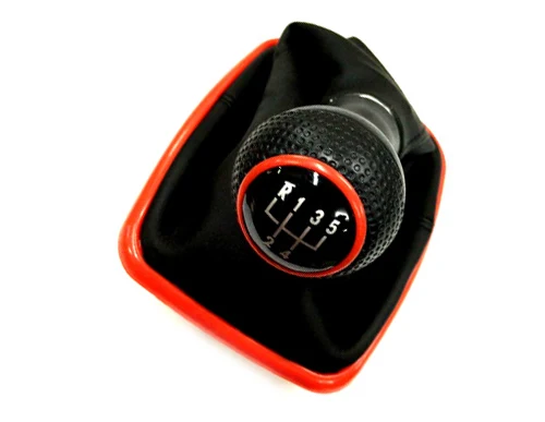 Gear Knob & Shift Boot (Red Frame & Black Stitching Boot) For VW Volkswagen Golf Jetta Bora MK4