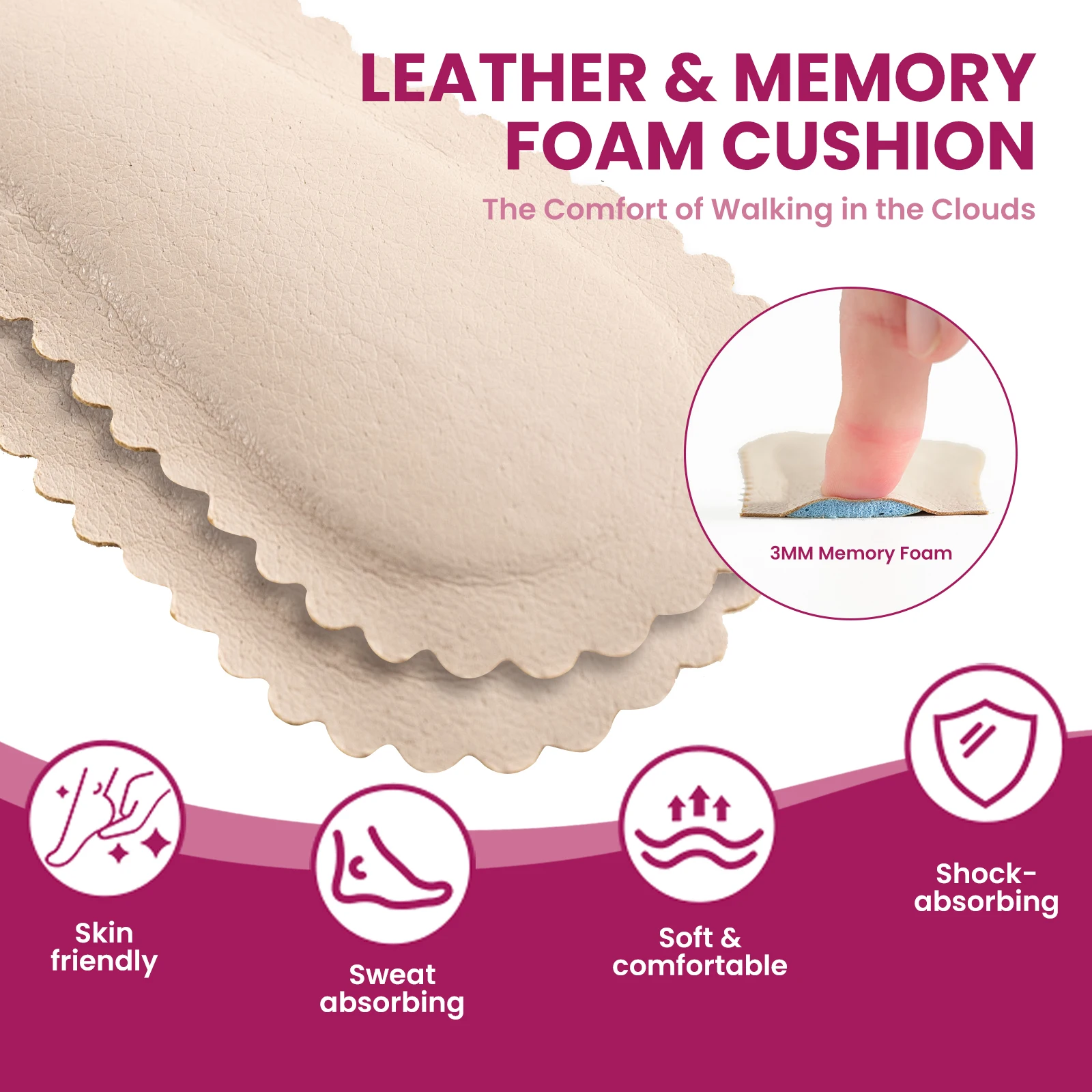 

2Pcs/pair Sumifun Women Invisible Insole High Heel Cushion Inserts Shock Absorption Wear Resistance Comfort Shoe Pads Size S/M/L