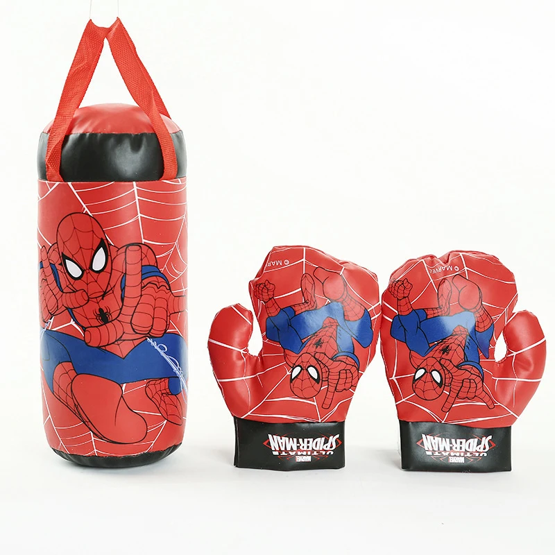 Spider Man dziecięcy mini zestaw bokserski rękawica + torba Anime Cartoon śliczna zabawka sportowa trening fizyczny chłopiec dziewczyna urodziny