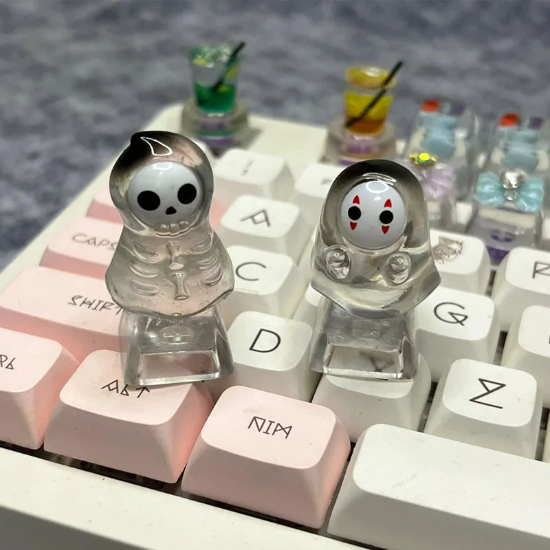 High Transparency Keycaps Personalized Ghost Keycaps Halloween Themed Translucent Resin Game Mechanical Keyboard Keycaps