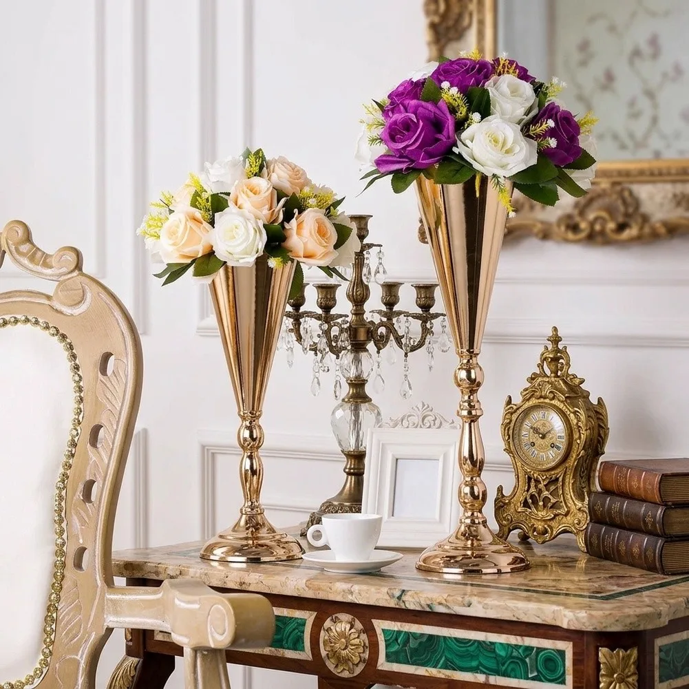 For Wedding Event Table Decoration Candle Holders Set in Gold Silver Metal Finish 3 Sizes 42 12cm 36 12cm 25 12cm