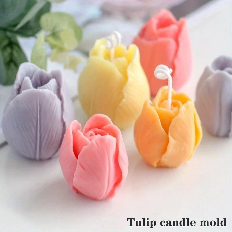 Creatieve Tulp Kaars Mal Handgemaakte Diy Bloem Zeep Mal Siliconen Bloem Kaars Schimmel Zeep Maken Benodigdheden Decoratieve Mal