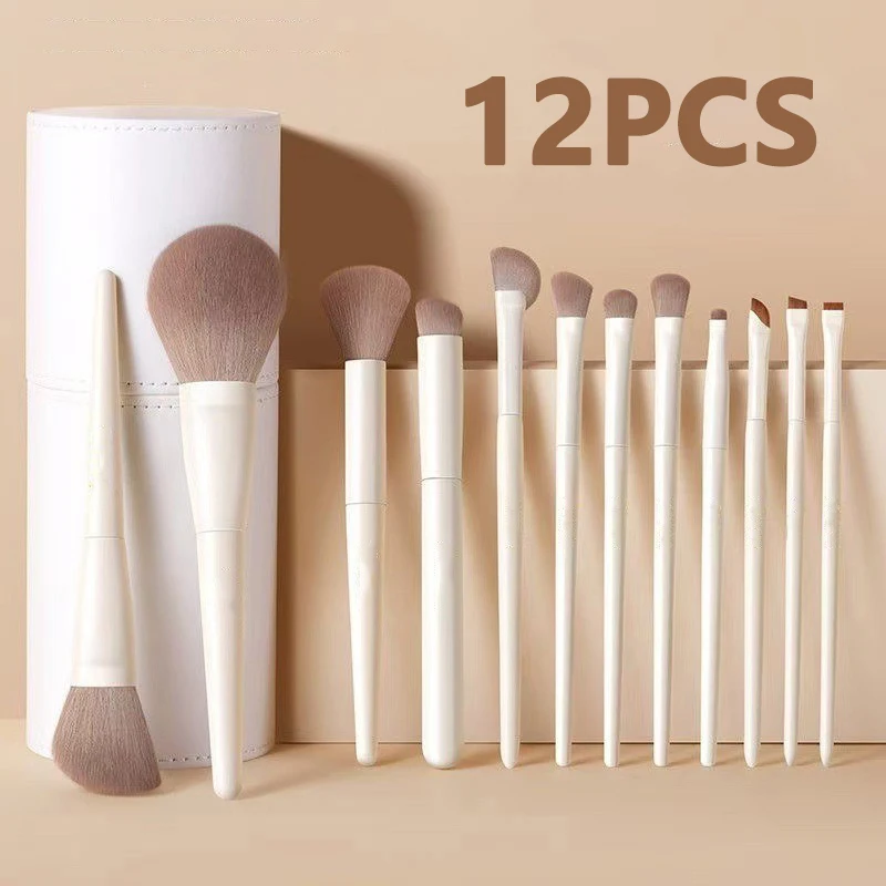 12PCS Makeup Brush Set Foundation Concealer Powder Eyeshadow Blush Brush Kabuki Blending Cosmetic Beauty Tool for Face