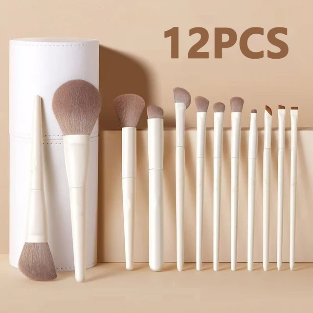 Conjunto de 12 Pincéis de Maquiagem para Base, Corretivo, Pó, Sombra, Blush, Pincel Kabuki para Mistura, Ferramenta de Beleza Cosmética para o Rosto