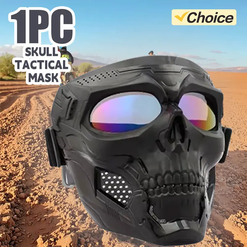 

1pc Skeleton Tactical Mask With Goggles And Adjustable Full Face Protection, Suitable For Paintball Shooting Games/harley Helmet