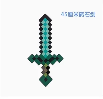 30~45cm Minecraft Schaumstoff-Schwert Blau Lila Grau Axt MC Schaufel Diamant-Hacke Gelbes Schwert Meine Welt EVA Spielzeug für Outdoor-Cosplay