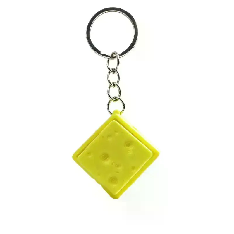 Mini Cheese Keyboard Fidget Keychain Stress Relief Clickable Keycap Sensory Toy for Adults Commute Time Calming Relax