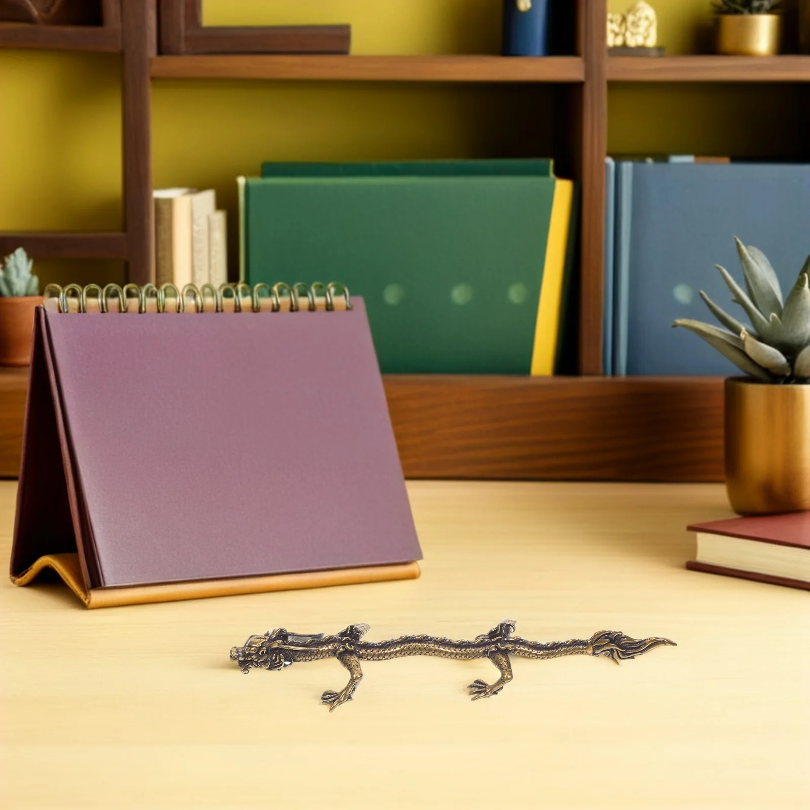 

1pc Pen Rack Brass Desktop Decoration Golden Desktop Decoration Dragon Ornament Retro Home Decor Accessory