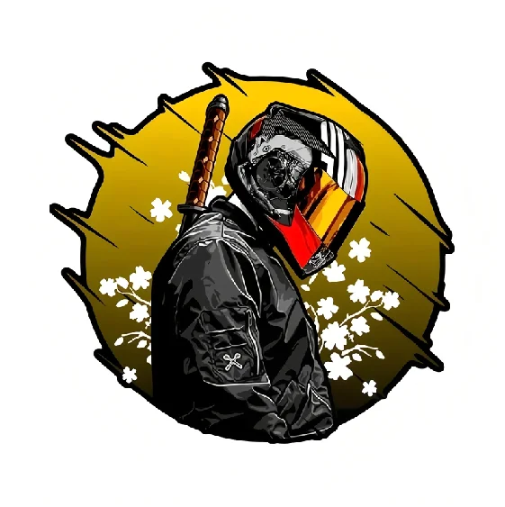 Adesivo de Motociclista Samurai, Decalque de Vinil à Prova d'Água para Decoração de Bicicleta, Carro e Capacete