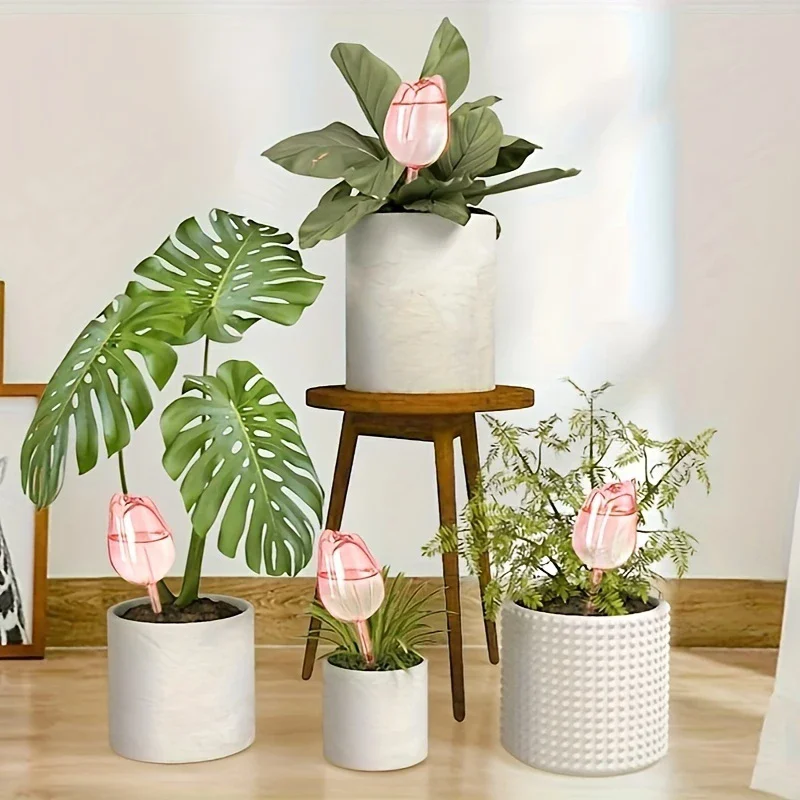 Garden Pink Tulip Plant Watering Balls, Suitable For Indoor Outdoor Plants, Automatic Plant Drippers, And Automatic Watering