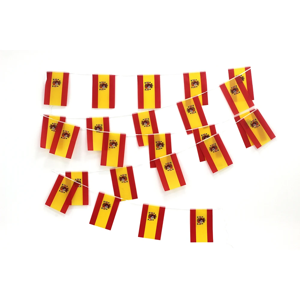 24pcs/lot Spain bunting flags 14x21cm 20x30cm polyester Pennant Spain String flags Banner Buntings Festival Party Holiday decora