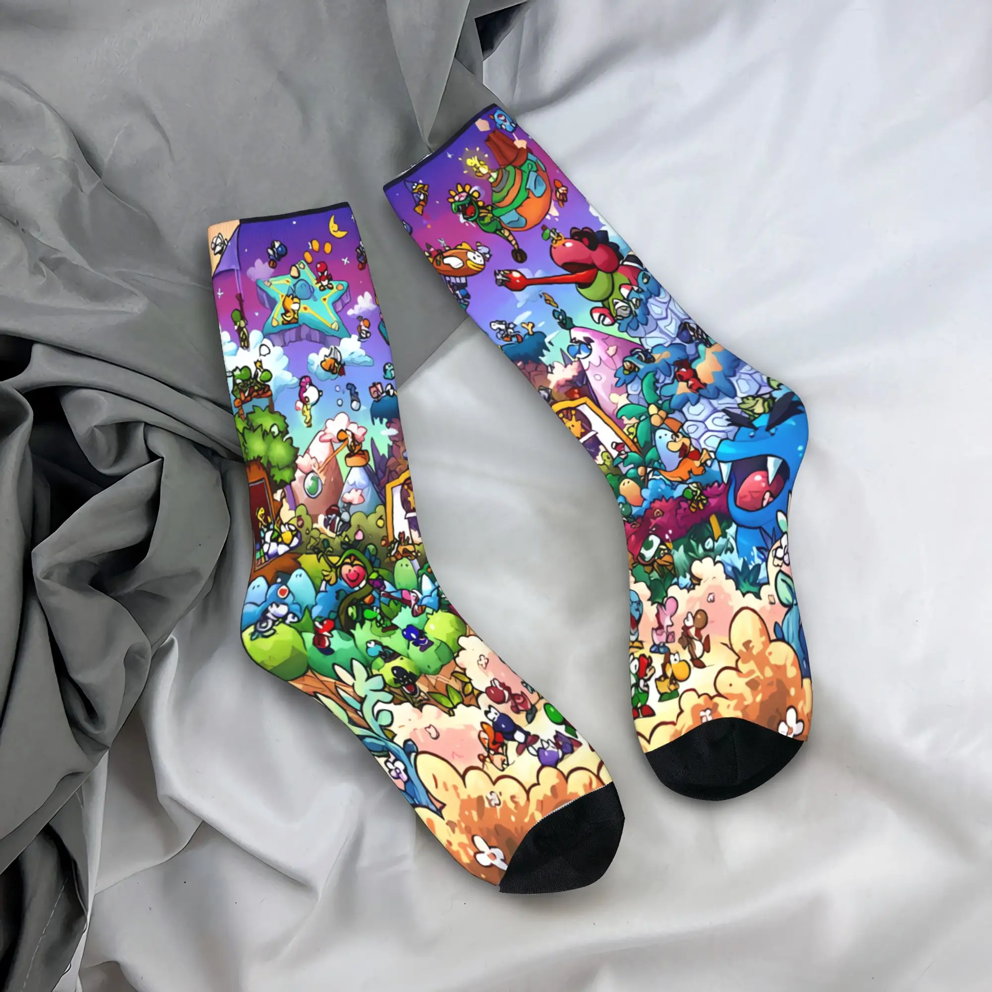 

Dragon Quest I and II HD 2D чулки с узором, забавные носки, зимние нескользящие носки, пара велосипедных средних мягких носков