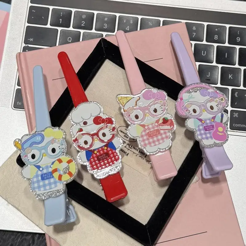 Цельный фартук, очки, заколка для волос с изображением котенка, милое сердце девушки, модные и универсальные декоративные заколки для волос с челкой, подарок для девочки