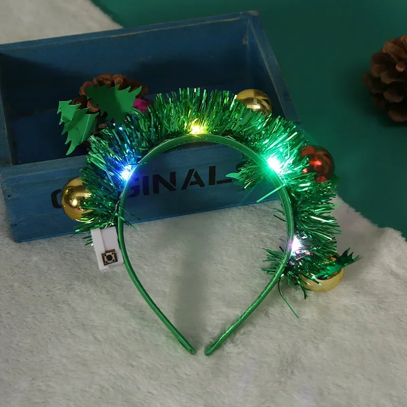 

10pcs Light Up Flashing Green Cute Party Tree Ball Headband Glow Party Supplies Christmas navidad