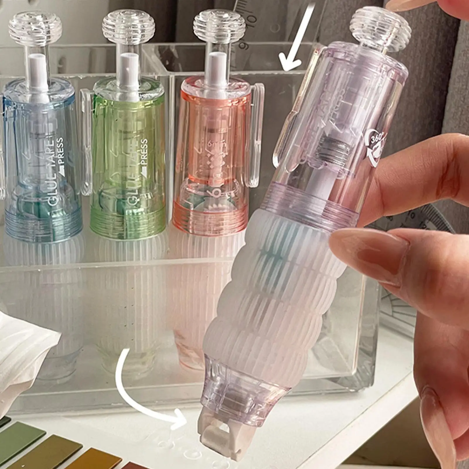 Press Type Glue Pen Erasable & Strong Adhesion Refillable Solid Glue Stick for Scrapbooking Cardmaking, Handmade Stationery