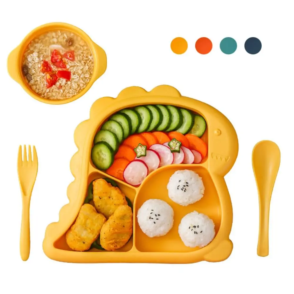 

Cute Dinosaur Shape Bowls Plates Set Food Feeding Cartoon Food Tableware Set Spoons Forks Kid Dishes Set