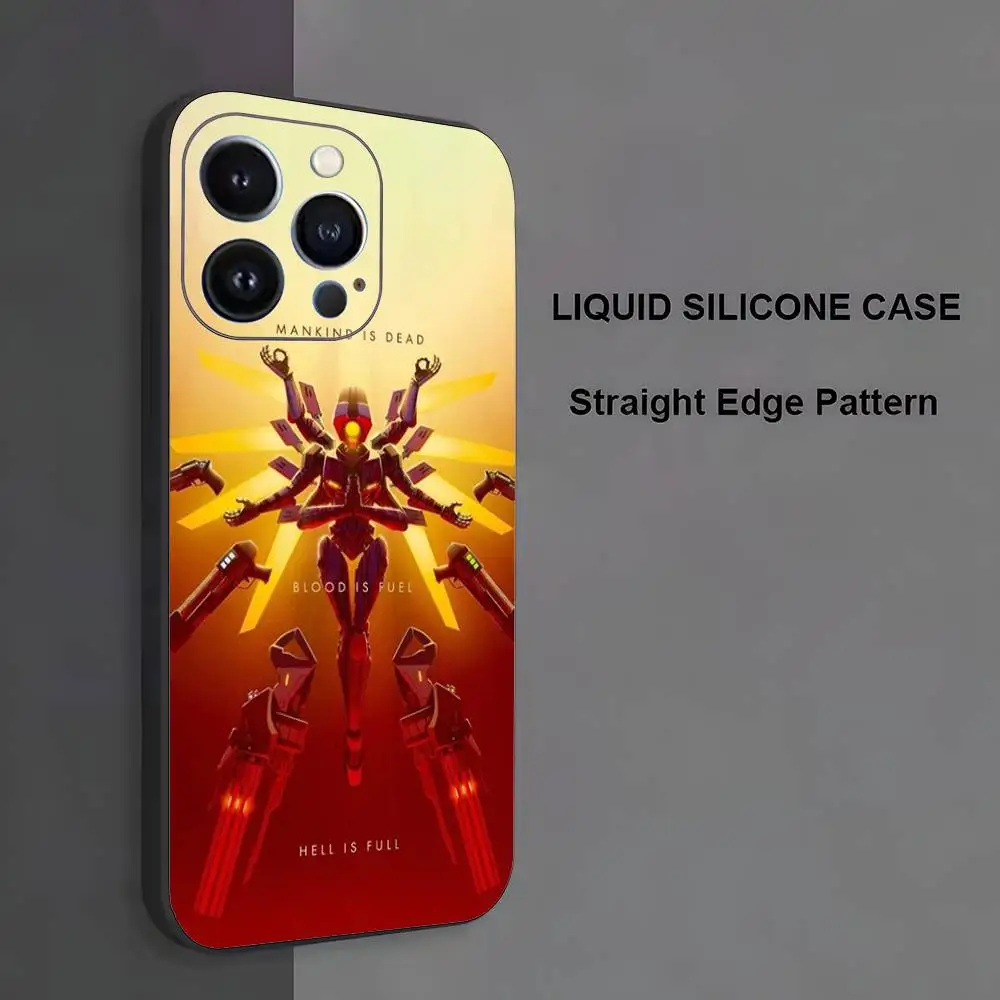 حافظة هاتف U-Ultrakill لهاتف iPhone 17,16,15,14,13,12,11، Pro Max، XS، X، XR، SE، Mini، 8، 7، غطاء أسود من السيليكون الناعم #2