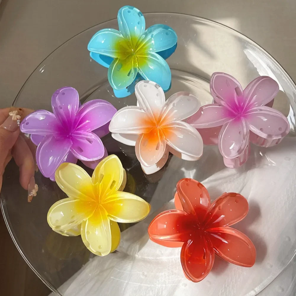 

Hawaiian Flowers Hair Clips Claw Plastic Girls Hairpin Crab Summer Beach Party Korean Hair Accessories Wedding Birthday Gift