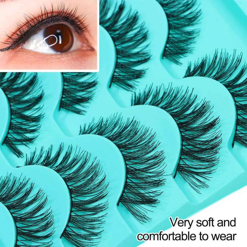 5 Pairs Makeup Thick Natural Soft False  Eyelashes Black Handmade Eye Lashes Extension