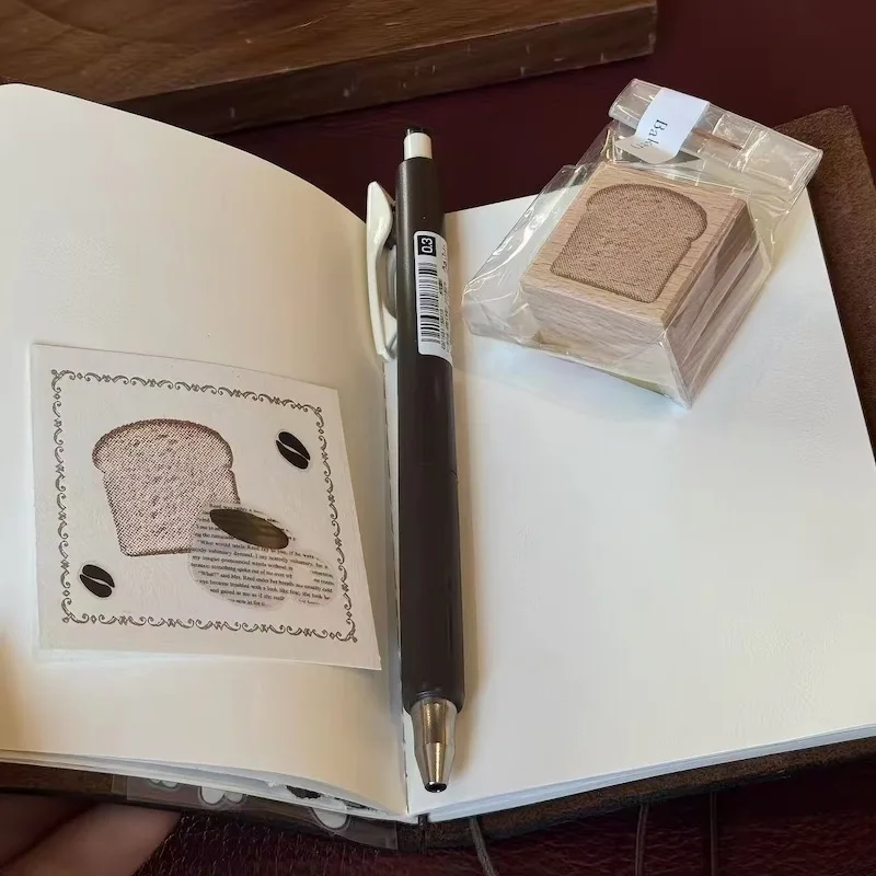 Cute Bread Toast Slice Wood Stamp for Scrapbooking Craft Supplies - DIY Seal Bakery Themed Journal Diary Decoration