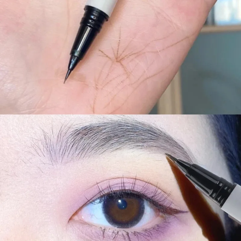 Matita per sopracciglia liscia Ultra-fine Eyeliner liquido resistente al sudore contorno impermeabile sdraiato penna per baco da seta occhi cosmetici per il trucco