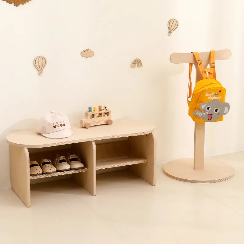 

Shoe changing stool, children's schoolbag rack, children's room layout, baby enlightenment education