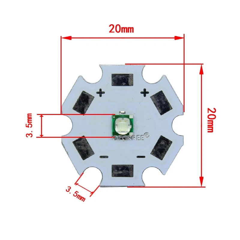 5PCS 3W 495-500nm Cyan Ice Lake Blue Color 3535 Epileds High Power LED Light Emitter Diode on 16mm / 20mm Aluminum PCB