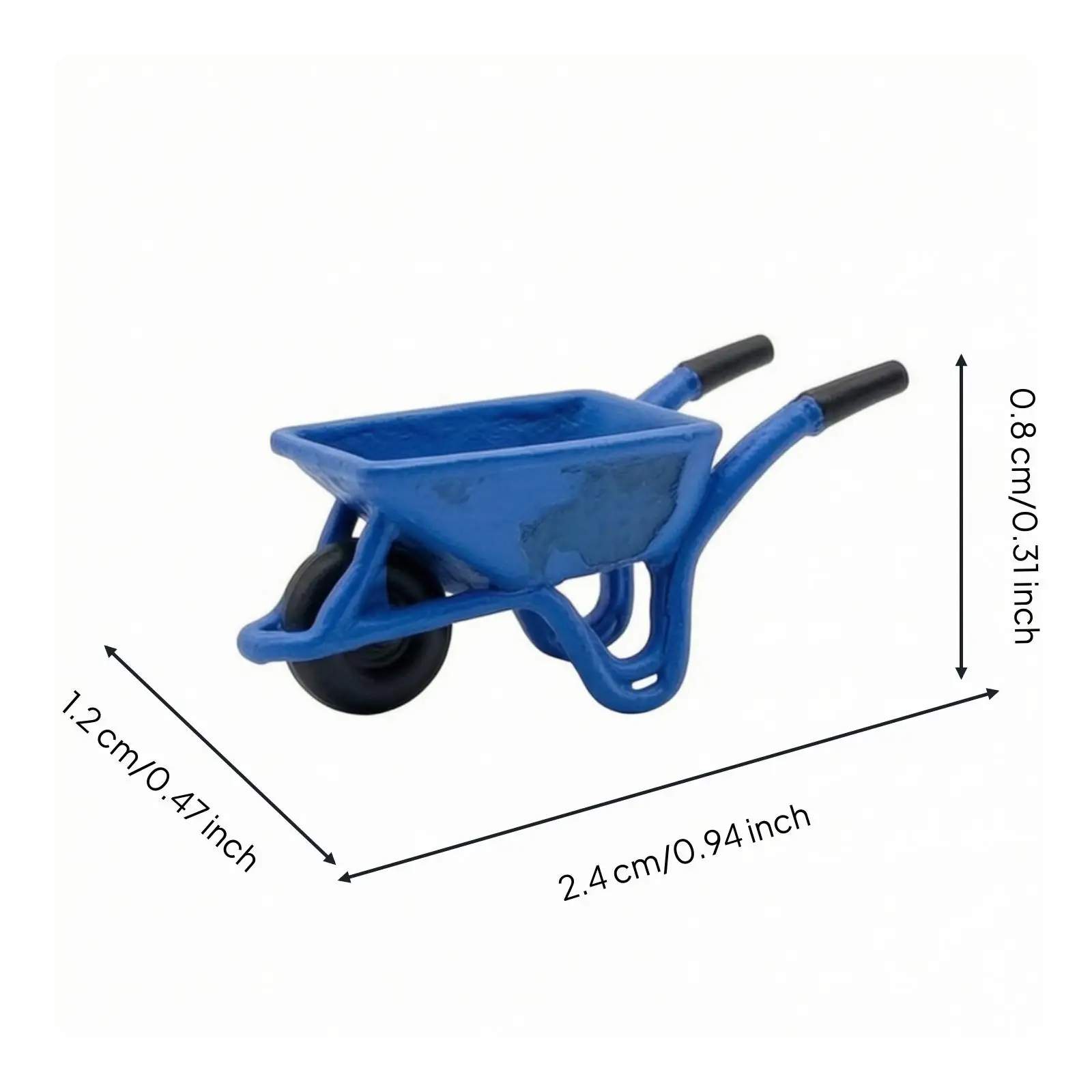 Blue 1/64 Resin Wheelbarrow Miniature Display Model for Sand Table Garden Scene Diorama Construction Work Creative Prop