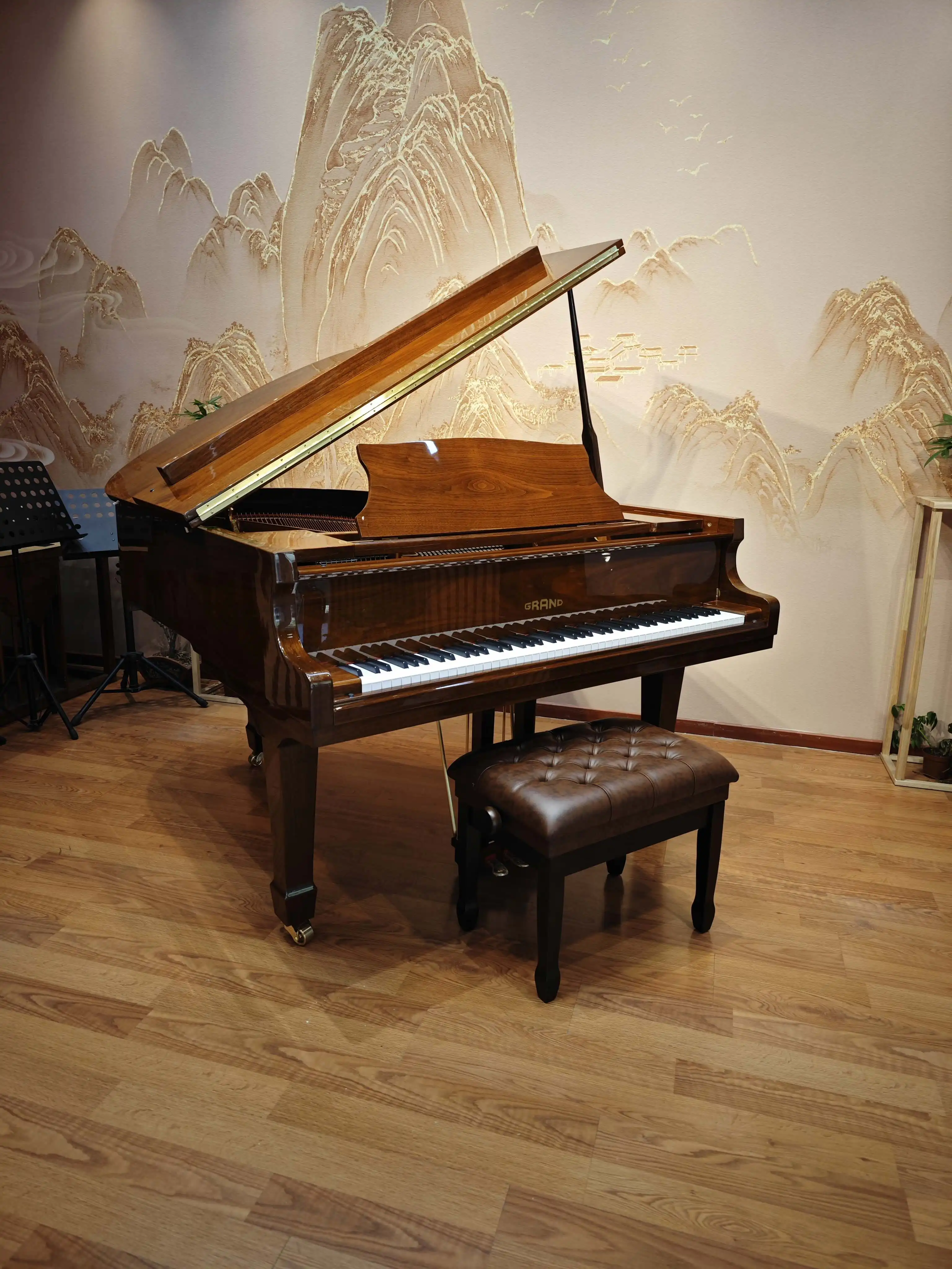 Hooqu 2025 مخصص 88 مفاتيح 152 سنتيمتر خشب الساج الخشبي الميكانيكية الطفل الكبير البيانو الساخن بيع البيانو الزخرفية الكبرى