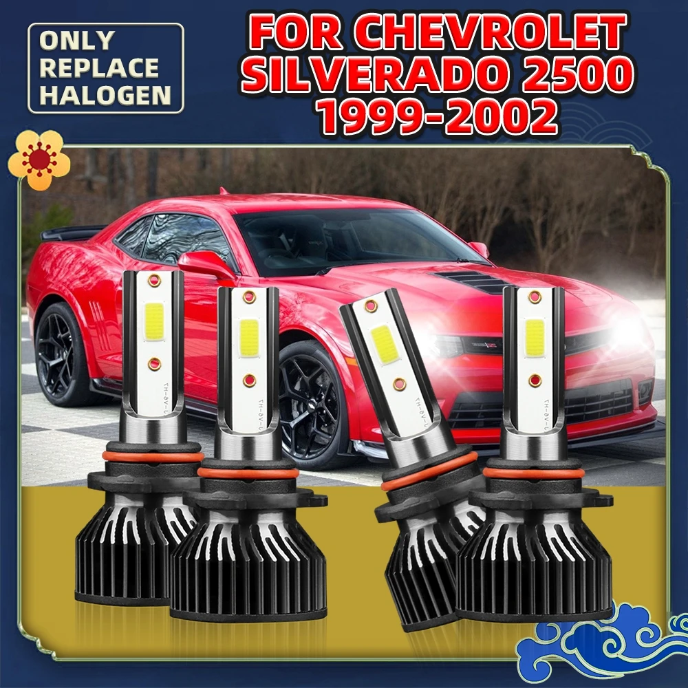 

4 шт. комбинированные для Chevrolet Silverado 2500: 1999 2000 2001 2002 светодиодные диодные лампы 12 В автомобильные передние фары авто лампы 18000LM