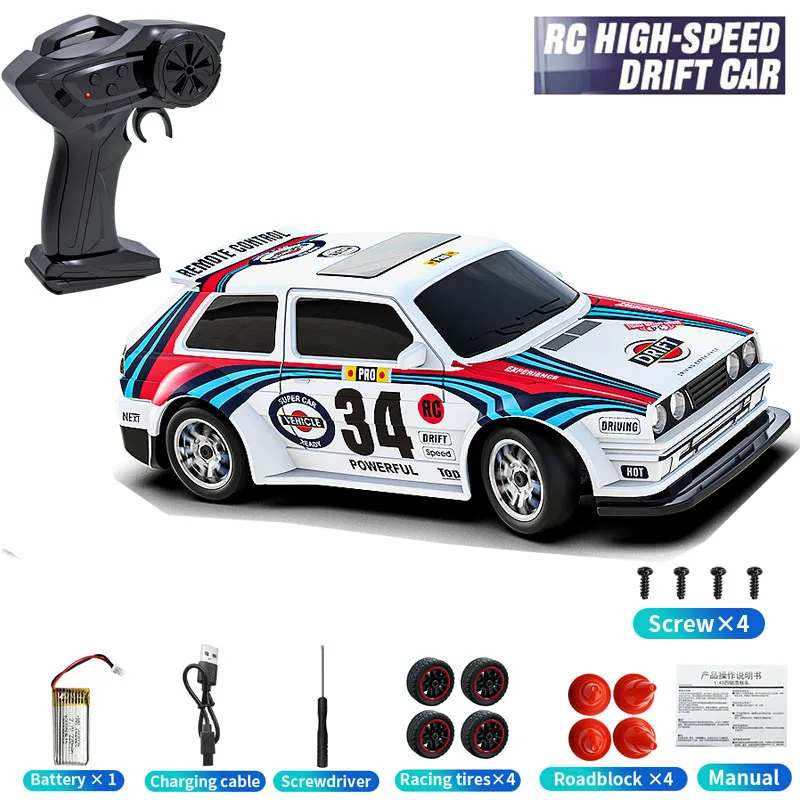 

KF34 4WD RC Car 1:24 Scale Four-wheel Drive Drift With Two Speed Settings 20 km/h LED Light Children Toys Gift Rechargeable