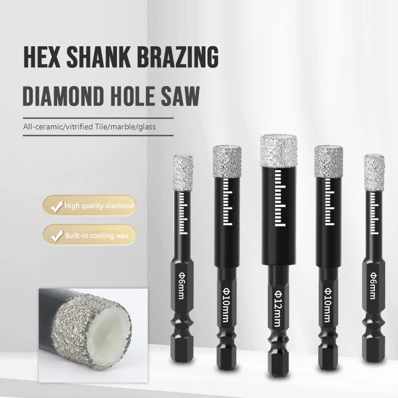 

5-16mm Hexagonal Shank Brazed Dry Ceramic Tile Drill Bit Marble Granite Vitrified Tile Hole Opener Diamond Drill Bit Hole Saw