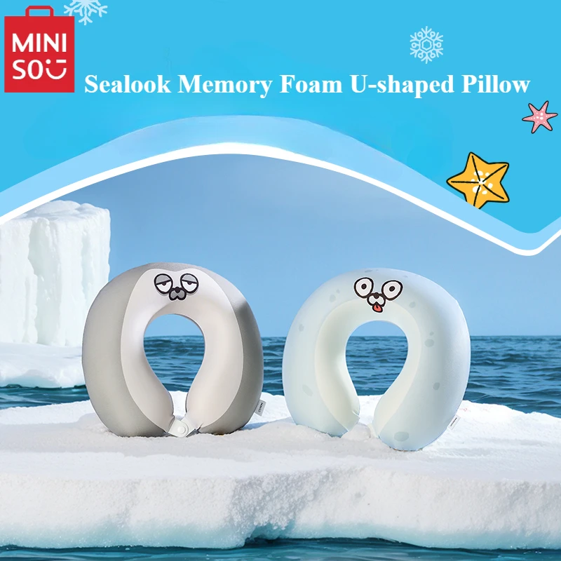 MINISO Sealook Memory Foam U-shaped Pillow Nap  Home Travel Neck Protector Cute Cartoon Peripheral Children's Toy Gift