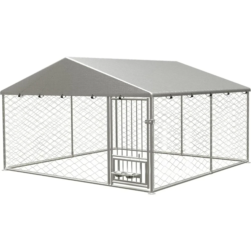 

Dog Kennel Outdoor, Dog House with Waterproof Roof & Secure Lock, Large Dog Crate Fence, Outside Pet Playpen for Chicken
