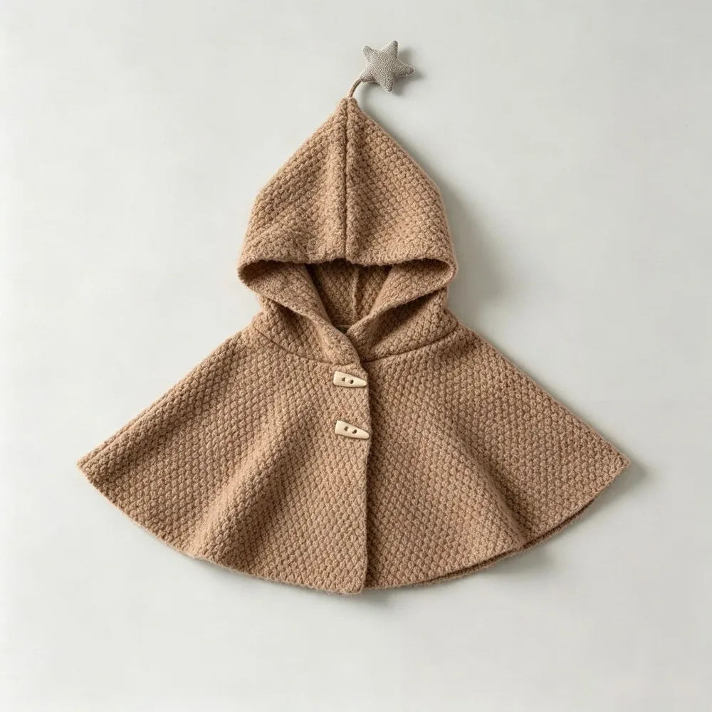 New Star Kids Hooded Cloak Windproof Loose Fit Toddler Pullover Warm Hooded Cape Jacket Winter Wear