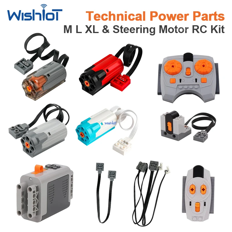 M/L/XL Servo Motor Building Blocks Set High-Tech Part Infrared Remote Control Switch Battery Box Extension PF Bricks DIY Toy
