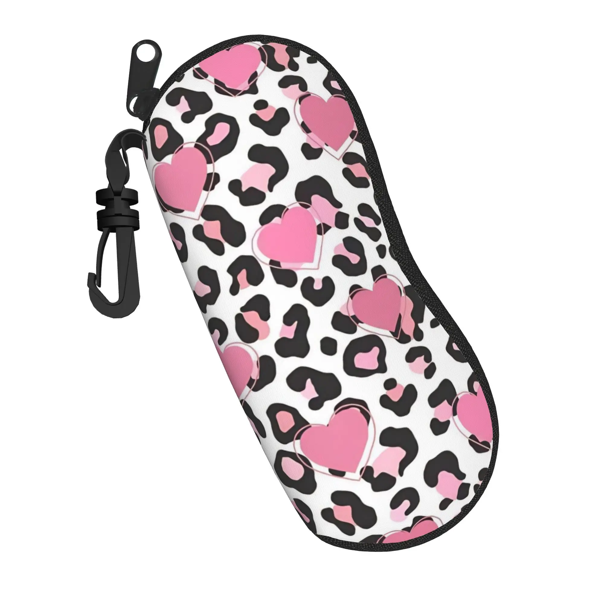 Kawaii Brillenetui mit Leopardenmuster und Herz, neue Accessoires, Aufbewahrungsbox für Brillen zum Valentinstag, Sonnenbrillenbox im Ins-Stil