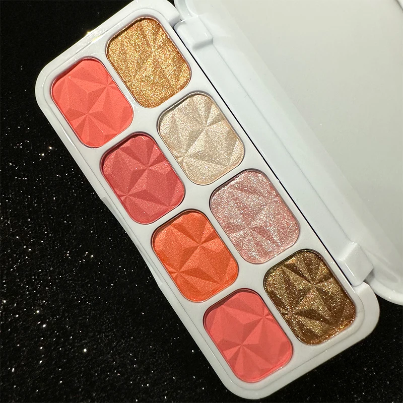 8 cores de alto brilho diamante iluminador blush placa contorno duradouro delicado pó fino rosto maquiagem paleta cosméticos