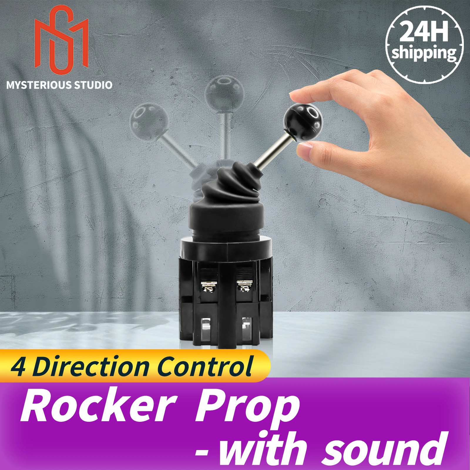 Mysterious Studio Escape Room Prop Black Joystick with sound effect turns in 4 directions in order, and the lock will be opened