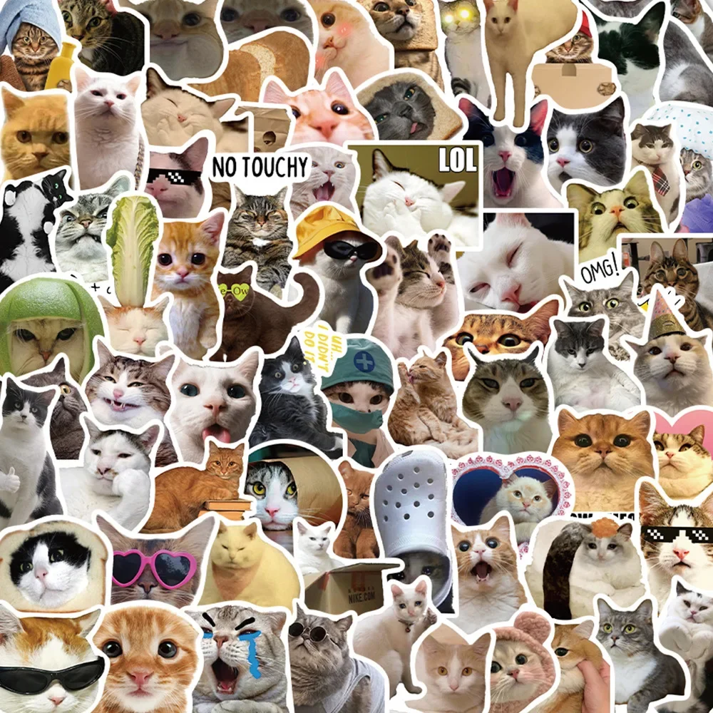 10/30/50PCS New Cat Cartoon Personality Creative Computer Suitcase Mobile Phone ChairCar Decoration Waterproof Sticker Wholesale