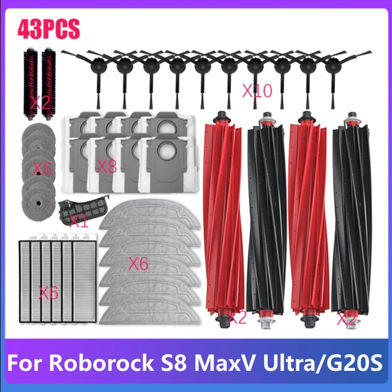 

Accessories Kit For Roborock S8 Max V Ultra G20s Robot Vacuum Cleaner Replaceable Mop Choth Bags Main Side Brush Filter