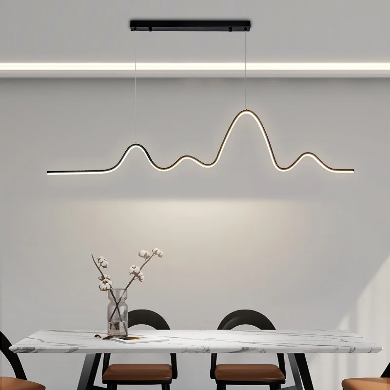 Wave Line Kitchen Island Restaurant Pendant Light Modern Minimalist LED Aluminum Chandelier Hanging Lamp Indoor Home Lighting