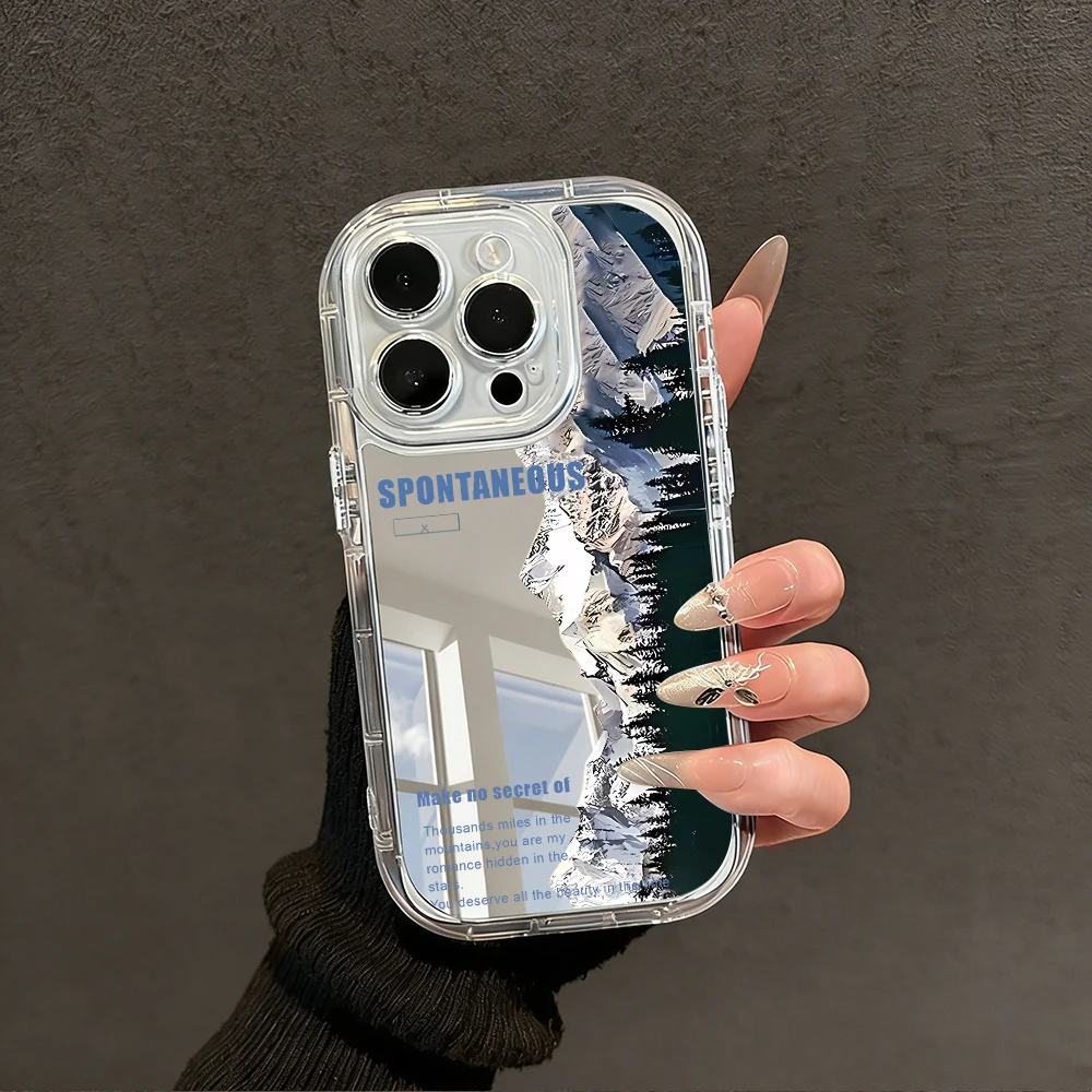 Modische Schneeberg-Gletscher-Spiegel-Handyhülle für iPhone 17 15 14 16 Pro Max 13 12 11 Pro XR XS 8 Plus 17Air Stoßfeste Hülle – Detail 6