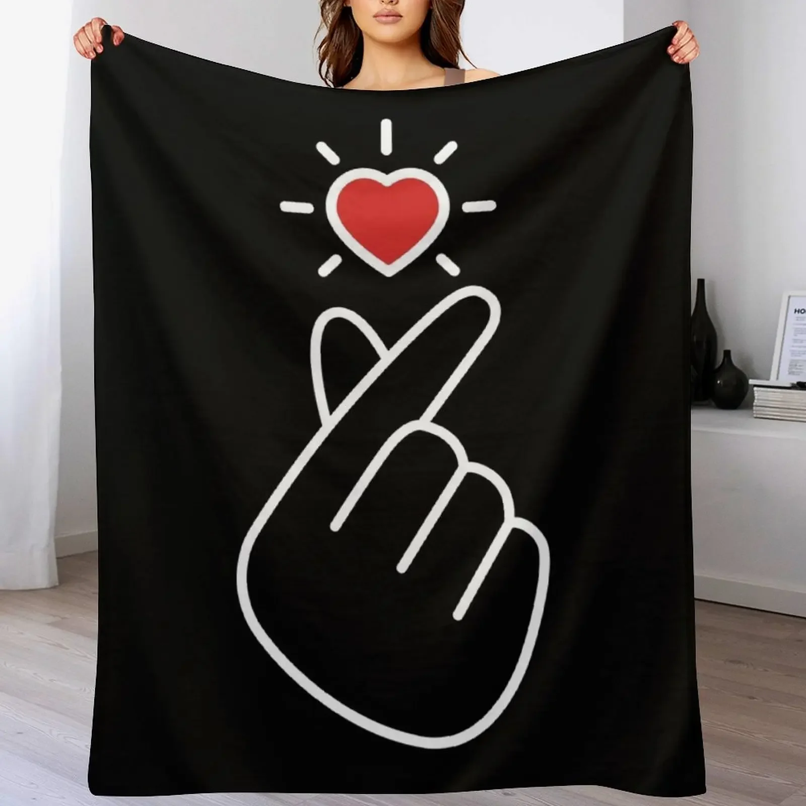 Korean heart fingers. Korean love sign Throw Blanket Luxurious Soft Blanket Holiday Gift for Family