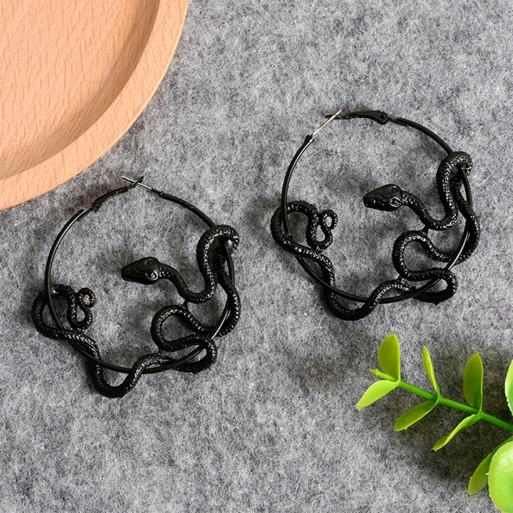 Detailed Earrings Endurable Snake Dragon Stud Drops Cool and Edgy Black Creative Earbob Chill