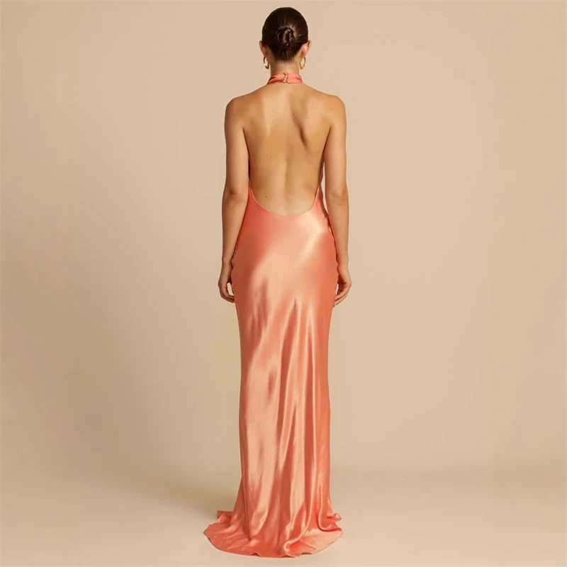 Nieuw in de zomer satijnen lange jurken voor vrouwen slip midi-jurk vrouw sexy avondfeestjurk mouwloze vrouwelijke elegante streetwear